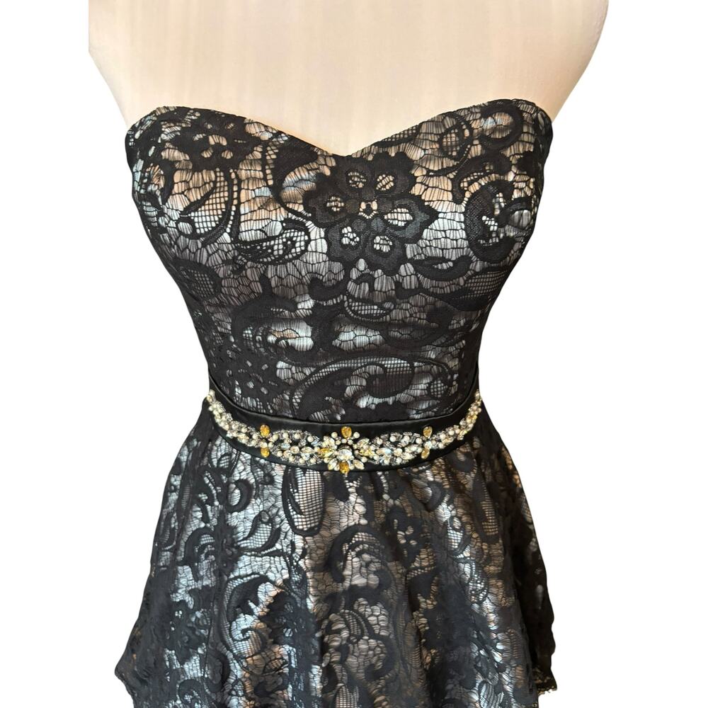LAONA Black & Silver Lace Homecoming Prom Cocktail Dress Size 3 - Picture 2 of 7